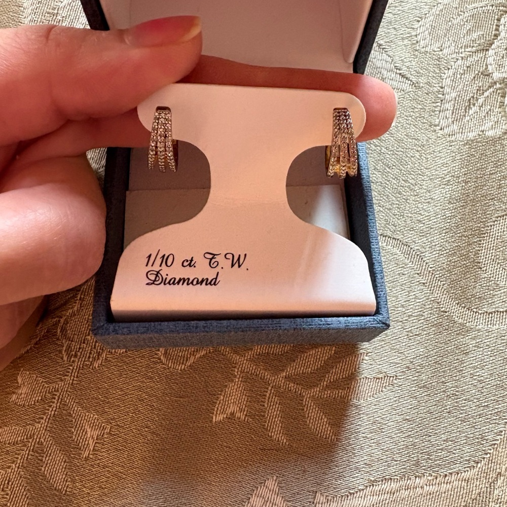 Diamond Silver Hoop Earrings